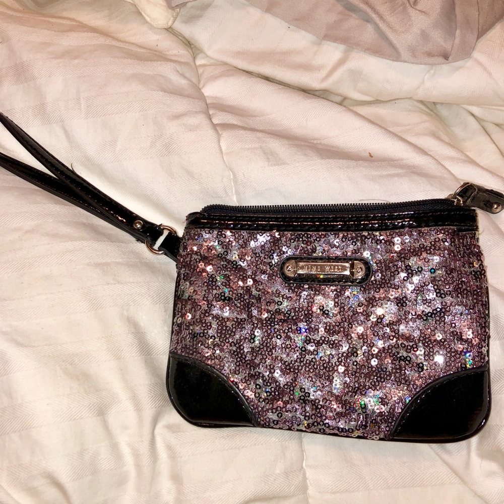 Nine West Sequin & Black Wristlet